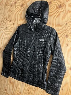 The North Face Thermoball Puffer Jacket Womens XS Quilted Full Zip Black Hooded - Thumbnail 2