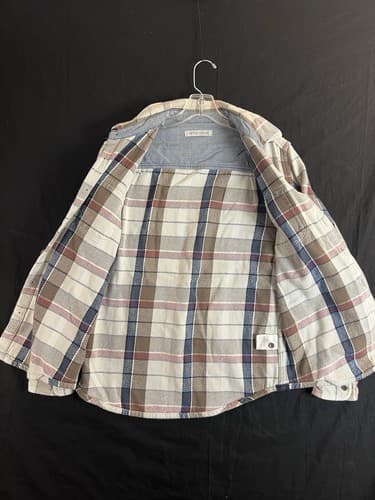 Outerknown Gray / White Red Blue Plaid Blanket Button Down Shirt Long Sleeve - Thumbnail 3