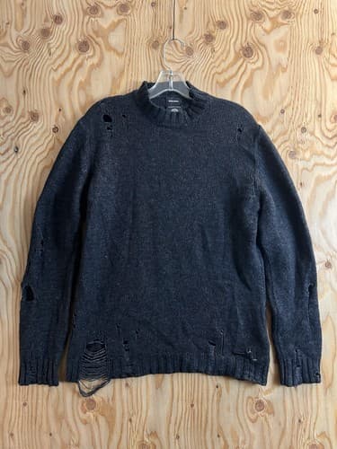 RARE Diesel Distressed Knit Alpaca Sweater Men’s M Black Avant Garde Jumper Vtg - Image 1