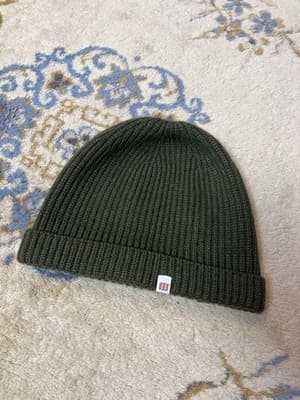Topo Designs Rib Knit Hat Beanie Fitted Mens One Size Green Wool Nylon Cuffed - Image 1