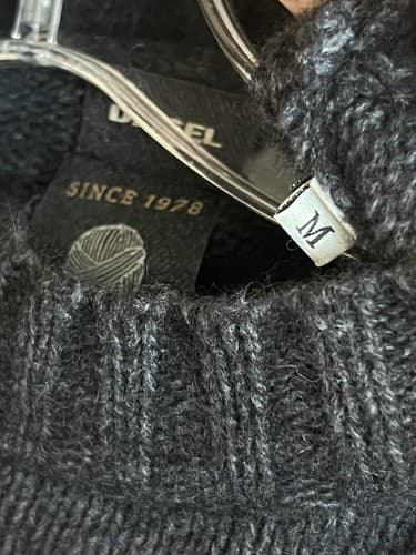 RARE Diesel Distressed Knit Alpaca Sweater Men’s M Black Avant Garde Jumper Vtg - Thumbnail 5