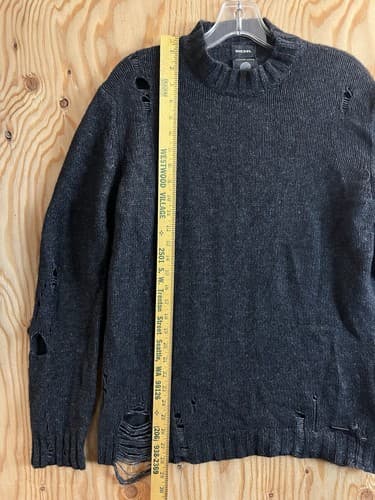 RARE Diesel Distressed Knit Alpaca Sweater Men’s M Black Avant Garde Jumper Vtg - Thumbnail 11