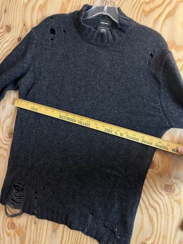 RARE Diesel Distressed Knit Alpaca Sweater Men’s M Black Avant Garde Jumper Vtg - Thumbnail 12