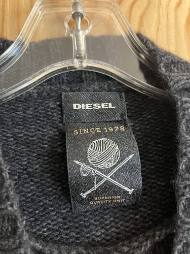 RARE Diesel Distressed Knit Alpaca Sweater Men’s M Black Avant Garde Jumper Vtg - Thumbnail 4