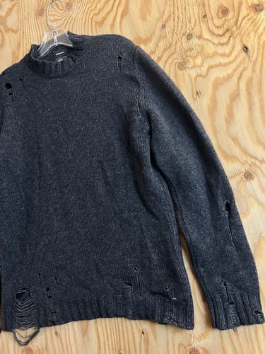 RARE Diesel Distressed Knit Alpaca Sweater Men’s M Black Avant Garde Jumper Vtg - Thumbnail 2