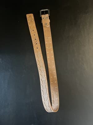RARE Bed | Stu Leather Belt Robinson Size L Buckle Tan Western Stitch 34-38 - Thumbnail 7