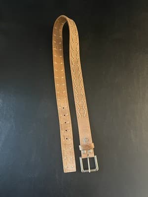 RARE Bed | Stu Leather Belt Robinson Size L Buckle Tan Western Stitch 34-38 - Thumbnail 3