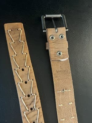 RARE Bed | Stu Leather Belt Robinson Size L Buckle Tan Western Stitch 34-38 - Thumbnail 11