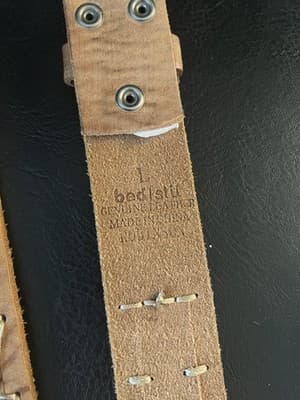RARE Bed | Stu Leather Belt Robinson Size L Buckle Tan Western Stitch 34-38 - Thumbnail 12
