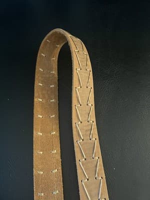 RARE Bed | Stu Leather Belt Robinson Size L Buckle Tan Western Stitch 34-38 - Thumbnail 6