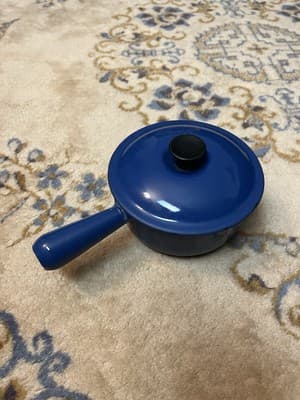 Very Rare Le Creuset Saucepan # 16 Enamel Cast Iron 1950's Pot Blue Japan Import - Image 1