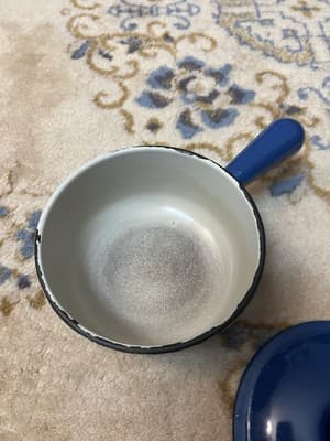 Very Rare Le Creuset Saucepan # 16 Enamel Cast Iron 1950's Pot Blue Japan Import - Thumbnail 4