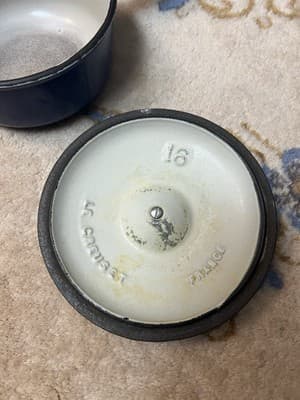 Very Rare Le Creuset Saucepan # 16 Enamel Cast Iron 1950's Pot Blue Japan Import - Thumbnail 5
