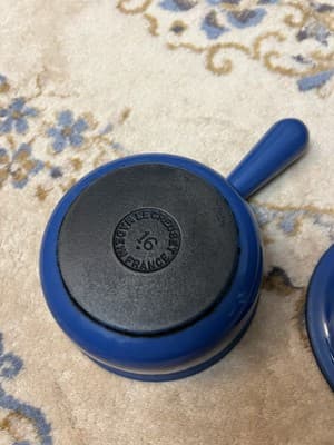 Very Rare Le Creuset Saucepan # 16 Enamel Cast Iron 1950's Pot Blue Japan Import - Thumbnail 7