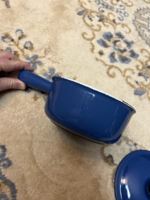 Very Rare Le Creuset Saucepan # 16 Enamel Cast Iron 1950's Pot Blue Japan Import - Thumbnail 8
