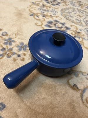 Very Rare Le Creuset Saucepan # 16 Enamel Cast Iron 1950's Pot Blue Japan Import - Thumbnail 10