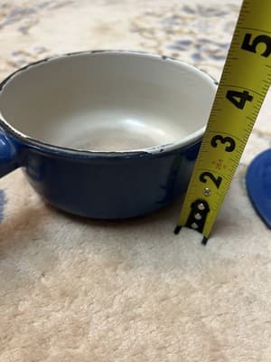 Very Rare Le Creuset Saucepan # 16 Enamel Cast Iron 1950's Pot Blue Japan Import - Thumbnail 12
