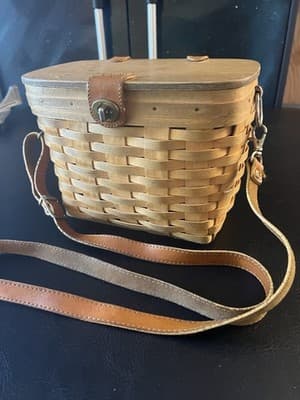 Longaberger 1999 Shoulder Purse Basket Adjustable Removable Leather Strap /Liner - Thumbnail 2