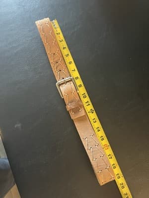 RARE Bed | Stu Leather Belt Robinson Size L Buckle Tan Western Stitch 34-38 - Thumbnail 15