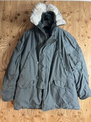 VTG Green US Army Extreme Cold Weather N-3B Hooded Parka Mens XL Jacket Coat - Image 1