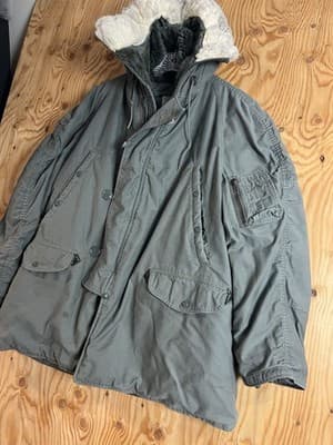 VTG Green US Army Extreme Cold Weather N-3B Hooded Parka Mens XL Jacket Coat - Thumbnail 11