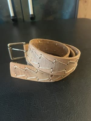 RARE Bed | Stu Leather Belt Robinson Size L Buckle Tan Western Stitch 34-38 - Thumbnail 2