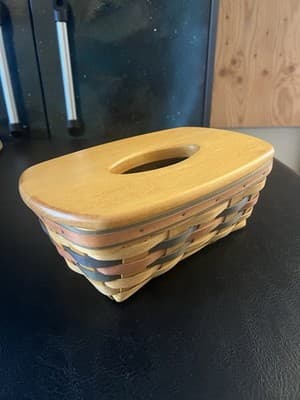 Longaberger 1998 Shades Of Autumn Bakers Bounty Tissue Basket/Lid Kleenex Long - Image 1