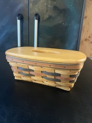 Longaberger 1998 Shades Of Autumn Bakers Bounty Tissue Basket/Lid Kleenex Long - Thumbnail 2
