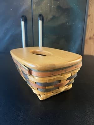 Longaberger 1998 Shades Of Autumn Bakers Bounty Tissue Basket/Lid Kleenex Long - Thumbnail 5
