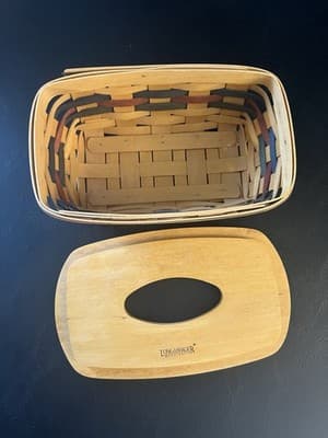 Longaberger 1998 Shades Of Autumn Bakers Bounty Tissue Basket/Lid Kleenex Long - Thumbnail 8