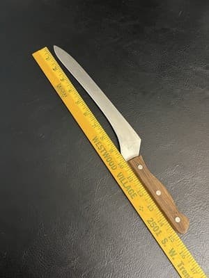 VTG Wood Handle Sushi Knife Gold 3 400 C Stainless Japan 9 1/2" Blade Kitchen - Thumbnail 14