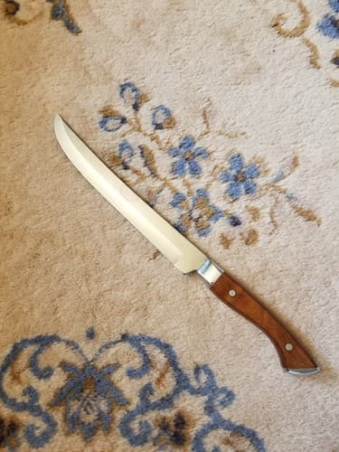 Vintage Towle Carvel Hall Carving Slicing Knife Wood Metal Handle 2 Pin - Image 1