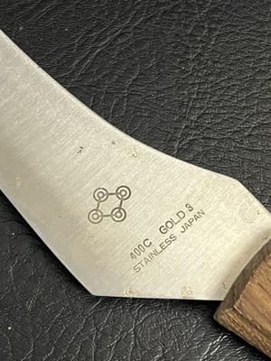 VTG Wood Handle Sushi Knife Gold 3 400 C Stainless Japan 9 1/2" Blade Kitchen - Thumbnail 7