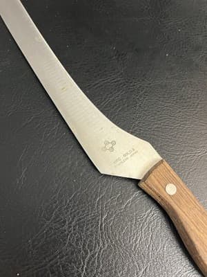 VTG Wood Handle Sushi Knife Gold 3 400 C Stainless Japan 9 1/2" Blade Kitchen - Thumbnail 3
