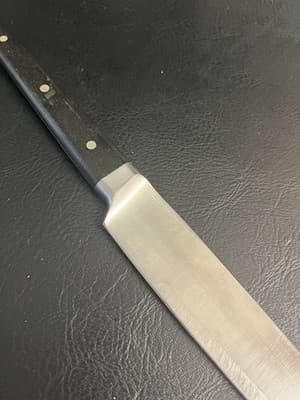 Vintage Ekco Flint Black Handle Chef’s Knife 14" Blade 9" Forged Stainless Japan - Thumbnail 11