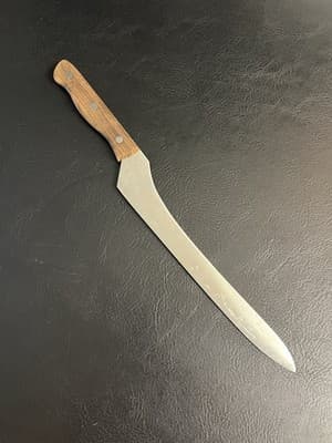 VTG Wood Handle Sushi Knife Gold 3 400 C Stainless Japan 9 1/2" Blade Kitchen - Thumbnail 8
