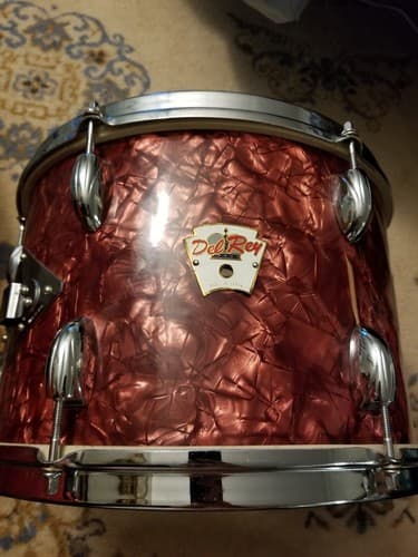 Vintage Del Rey Drum 6 Lug /Orange Red Pearl Sparkle 13 x10 Japan Remo Tom King - Image 1
