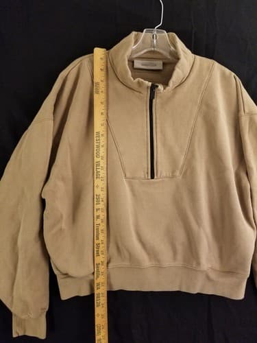FEAR OF GOD ESSENTIALS Half Zip Pullover Sweatshirt Womens M Brown Beige - Thumbnail 10