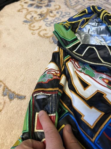 Vtg MVP Football Leather Jacket Black All Over NFL Embroidered Al-Wissam Inspire - Thumbnail 5