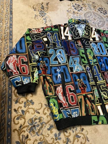 Vtg MVP Football Leather Jacket Black All Over NFL Embroidered Al-Wissam Inspire - Thumbnail 2