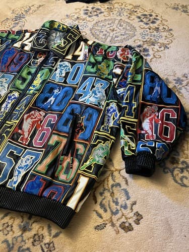 Vtg MVP Football Leather Jacket Black All Over NFL Embroidered Al-Wissam Inspire - Thumbnail 7