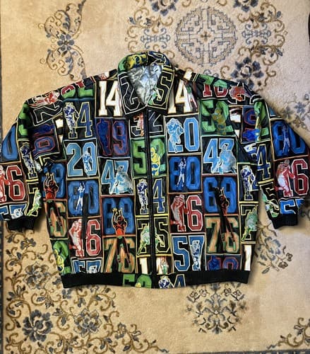 Vtg MVP Football Leather Jacket Black All Over NFL Embroidered Al-Wissam Inspire - Image 1