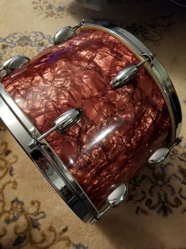 Vintage Del Rey Drum 6 Lug /Orange Red Pearl Sparkle 13 x10 Japan Remo Tom King - Thumbnail 6