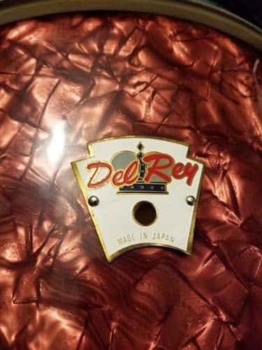 Vintage Del Rey Drum 6 Lug /Orange Red Pearl Sparkle 13 x10 Japan Remo Tom King - Thumbnail 3