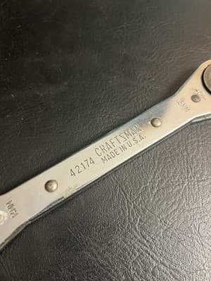SEARS Craftsman METRIC Flat Ratcheting Box End Wrench 14mm-15mm 42174 USA - Thumbnail 4