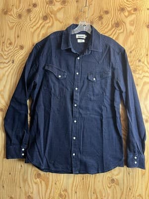 Taylor Stitch X Huckberry Chambray Pearl Snap Button Down Shirt Indigo Blue 44 - Image 1