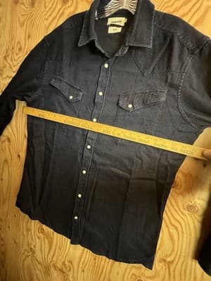 Taylor Stitch X Huckberry Chambray Pearl Snap Button Down Shirt Indigo Blue 44 - Thumbnail 8