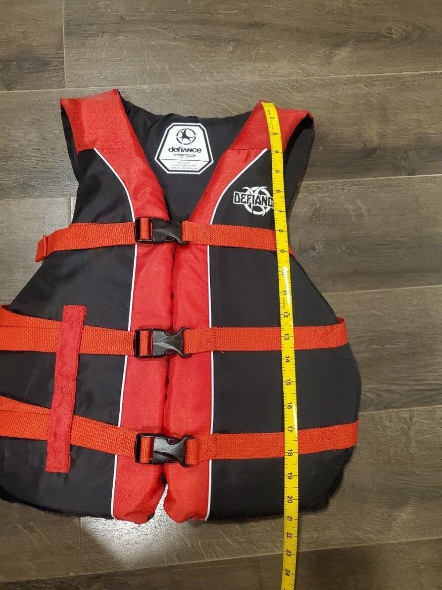 Defiance Universal Swimming Life Vest Jacket Red Black 90lb Type III 30"-52" - Thumbnail 4