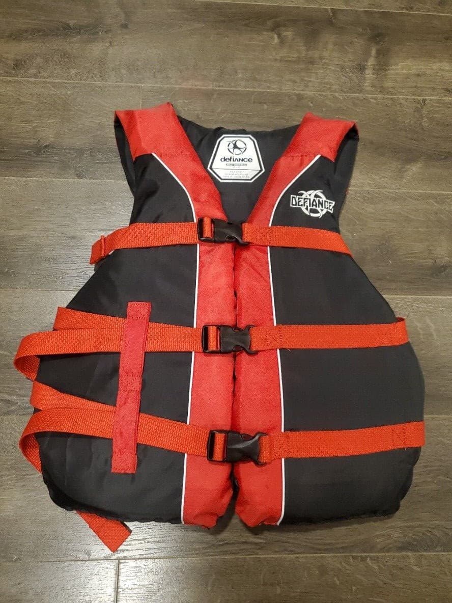 Defiance Universal Swimming Life Vest Jacket Red Black 90lb Type III 30"-52"