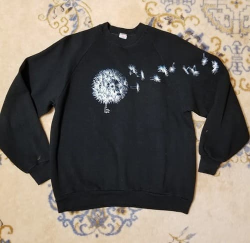Vintage L Dandelion Sweatshirt Large Womens Black Sweater USA Vtg Tour - Image 1